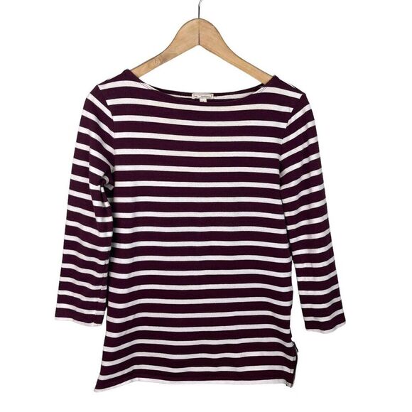Gap Burgundy Striped Breton Side-Zip Top - Picture 2 of 8